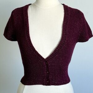 VTG‎ Express Cardigan Sweater Womens M Sparkle School Girl Holiday 90s Event Mid